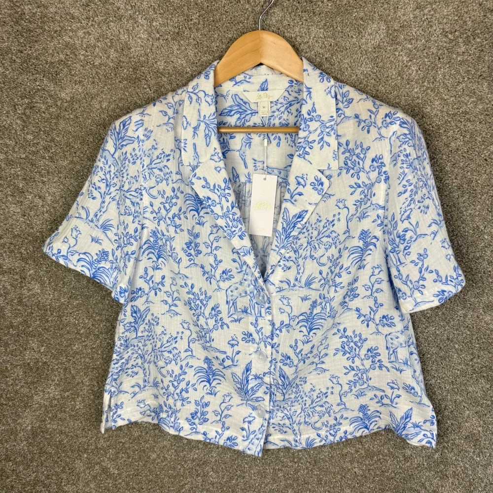Lilly Pulitzer Montee Shirt Coverup Resort White Tall Tales Womens Medium NEW